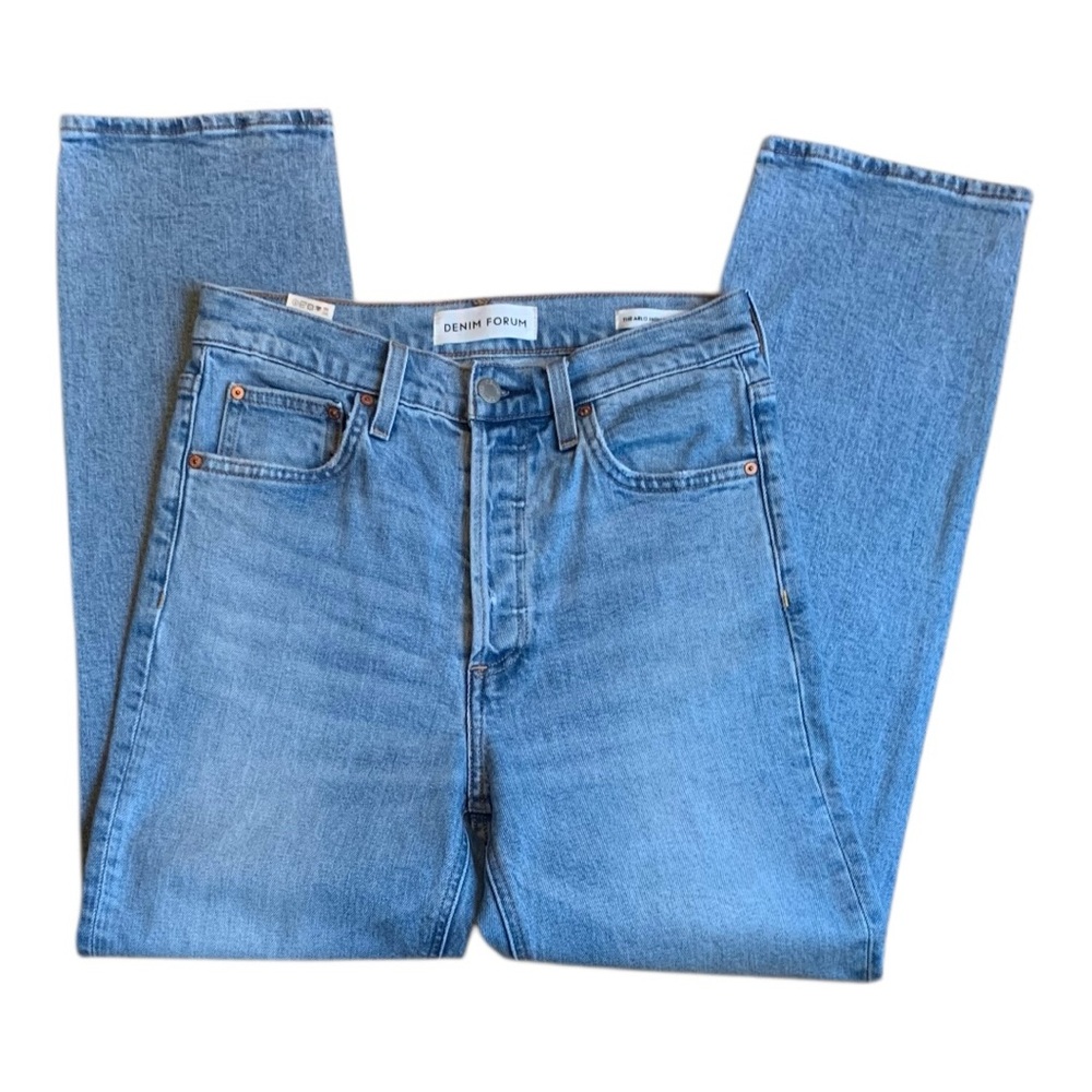 Aritzia Denim Forum Arlo Hi-rise Straight Leg Ankle Length Blue Jeans Size 27 - Picture 3 of 13